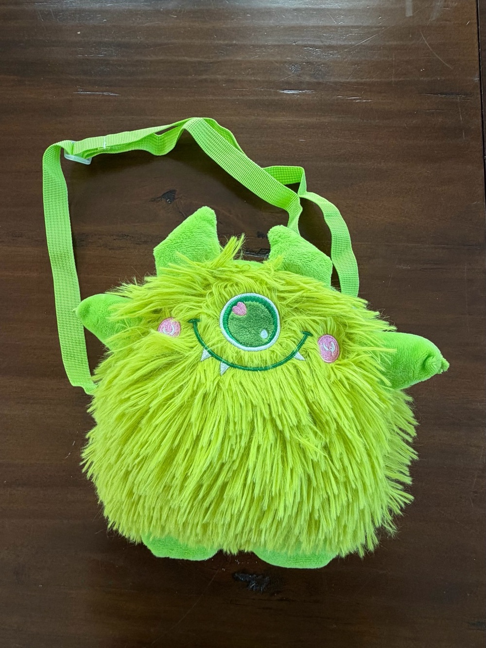 Kids Plush Monster Crossbody Bag in Neon Green - Cute Fuzzy Shoulder Purse